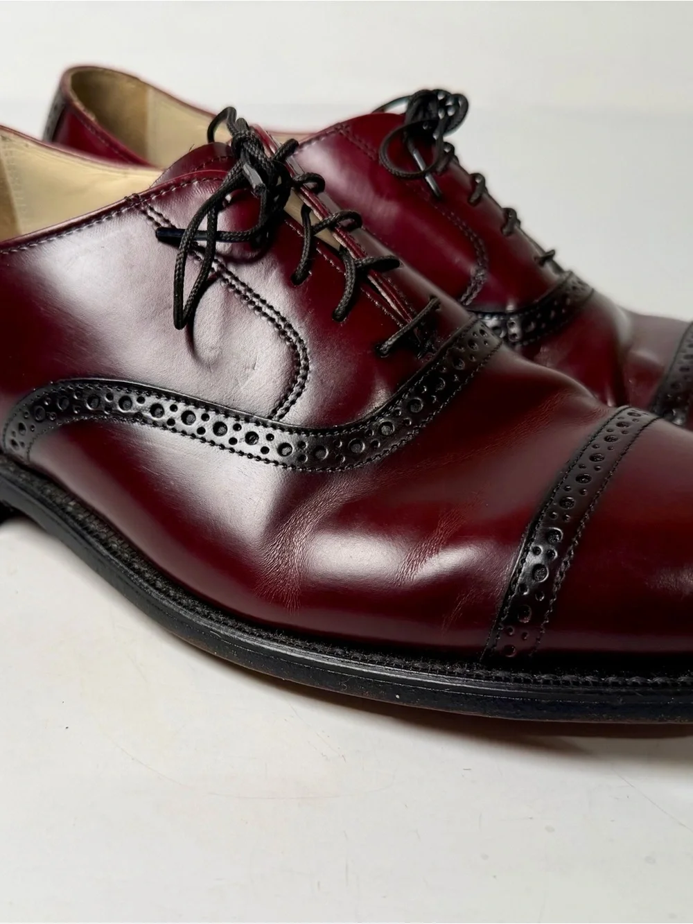 USA Bostonian Classics Burgundy Leather Cap Toe Oxford Dress Shoes, Size 10 D